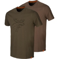 H&auml;rkila Graphic T-Shirt 2-Pack green/brown Herren...